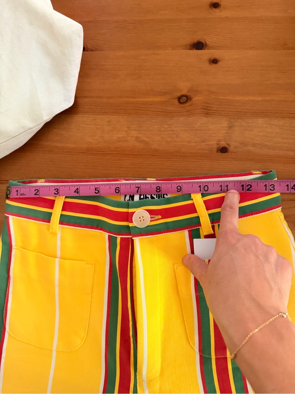 Spanish Brand La Veste Yellow Striped Straight-Leg Women's Pants - Picture 8 of 8